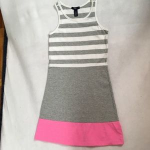 GAPKids girls gray & white stripe w/pink dress